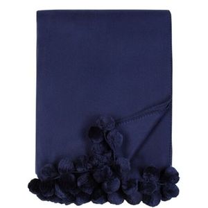 NWT Malibu Luxxe Luxxe Pom Pom Throw in  Navy
